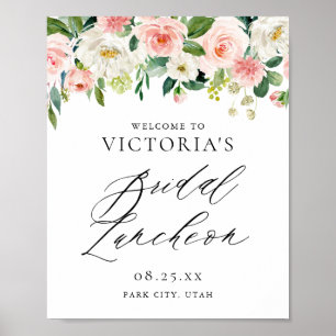 Romantisk Rosa Blommigt Möhippa för vattenfärg Lun Poster