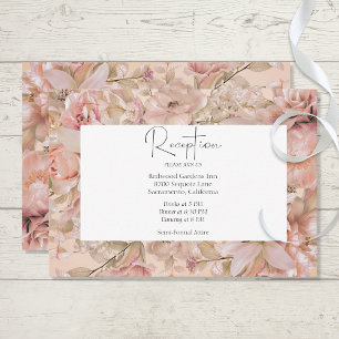 Romantisk Rosa Blommigt Monogram Arch Reception Tilläggskort