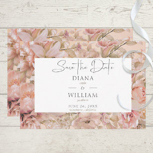 Romantisk Rosa Blommigt Monogram Arch Spara Datumet