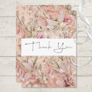 Romantisk Rosa  Blommigt Monogram Arch Tack Kort