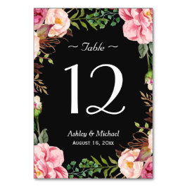 Romantisk Rosa Blommigt Utandningsluft Bröllop Bor Bordsnummer