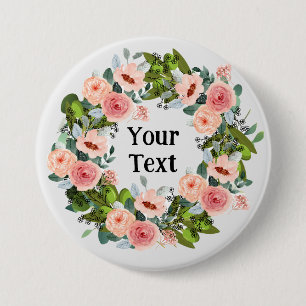 Romantisk Rosa Blommigt Utandningsuppehåll för Knapp