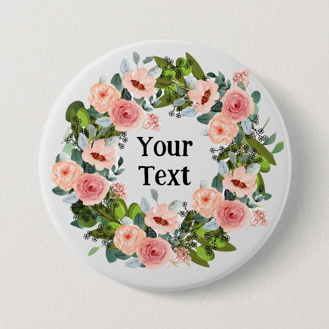 Romantisk Rosa Blommigt Utandningsuppehåll för  Knapp (Framsida)