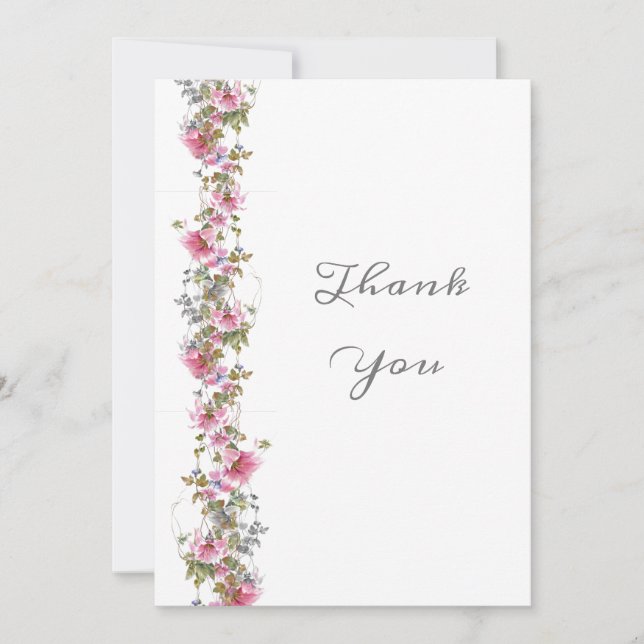 Romantisk Rosa Blommigt Vatten Tack Kort (Framsida)