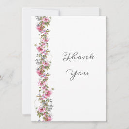 Romantisk Rosa Blommigt Vatten Tack Kort