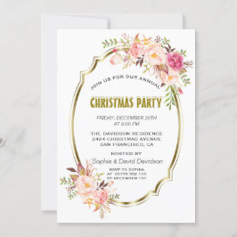 Romantisk Rosa  Blommigten Guld jul Party Inbjudningar
