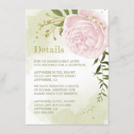 romantisk rosa blommor, grön information tilläggskort