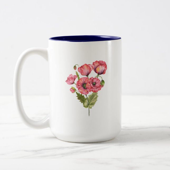 Romantisk Rosa Blomsterbukett Mugg (Vänster)