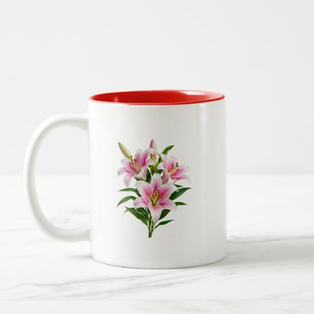 Romantisk Rosa Blomsterbukett Mugg (Vänster)