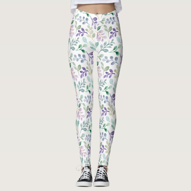 Romantisk Rosa botanisk blommigt boho Leggings (Framsida)