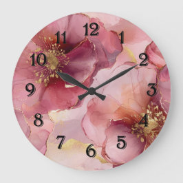 Romantisk  Rosa Burgundy Guld Blommigt Stor Klocka