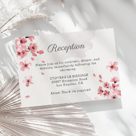 Romantisk rosa cherry blommar blommigt bröllop tilläggskort