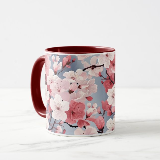 Romantisk Rosa Cherry-Blommar Mugg (Framsida vänster)