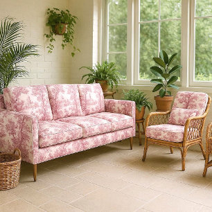Romantisk Rosa Cottagecore Rokoko Landsbygdsinredn Tyg