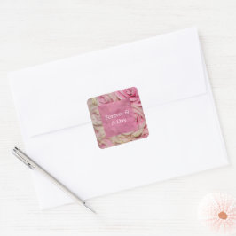 Romantisk Rosa Cream Ro Bröllop Fyrkantigt Klistermärke