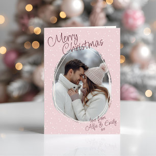 Romantisk Rosa Doodle Photo God jul Folkad Helgkort