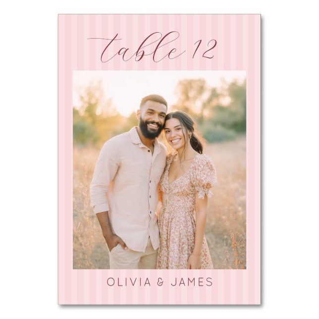 Romantisk Rosa Elegant Foto Bordsnummer (Framsidan)