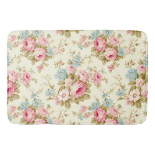 Romantisk Rosa English Ro on Blek Gult Badrumsmatta