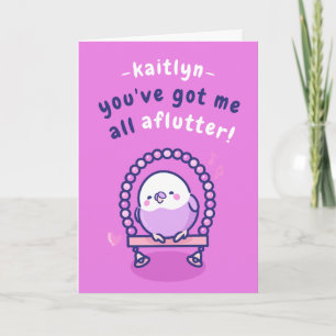 Romantisk Rosa Fågel Puns Roligt Alla Hjärtans Dag Kort