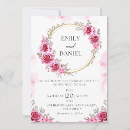 Romantisk Rosa Folded Wedding-inbjudan Inbjudningar