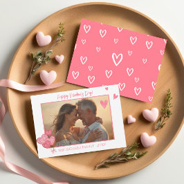 Romantisk Rosa för fotovattenfärg Hearts Julkort