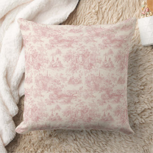 Romantisk rosa fransk toile landsbygdsmönster (4) kudde