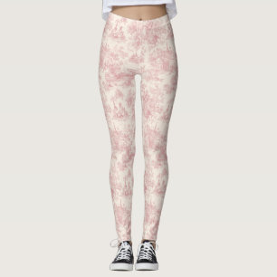 Romantisk rosa fransk toile landsbygdsmönster (4) leggings