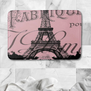 romantisk rosa fransk vintage paris eiffel torn badrumsmatta