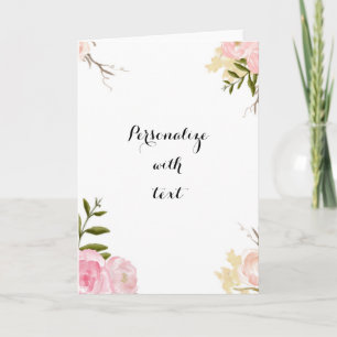 Romantisk Rosa Garden Watercolor Blommigt Kort