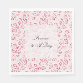 Romantisk  Rosa Glitter Blommigt Bröllop Pappersservett
