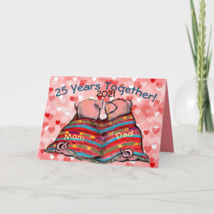 Romantisk Rosa Grisar Hearts-årsdagen Personalize Kort