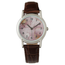 Romantisk  Rosa Guld Blommigt Armbandsur