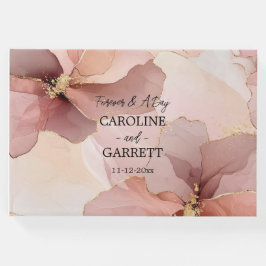 Romantisk  Rosa Guld Blommigt Bröllop Gästböcker