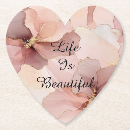 Romantisk rosa guldblommig bröllopsmottagning underlägg papper