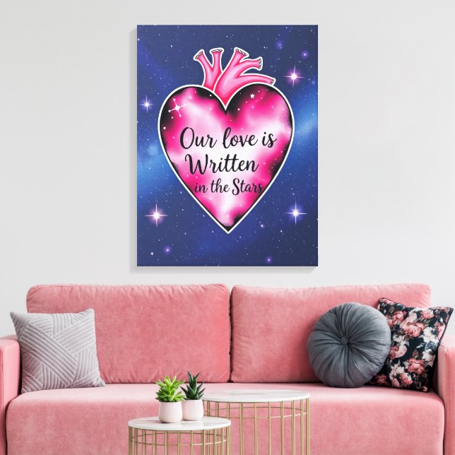 Romantisk Rosa Heart Kärlek Art Skriv ut Canvastryck (Insitu (Vardagsrum))