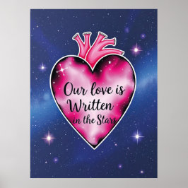 Romantisk Rosa Heart Kärlek Art Skriv ut Poster