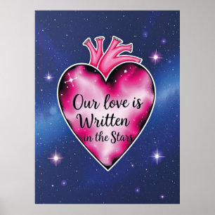 Romantisk Rosa Heart Kärlek Art Skriv ut Poster