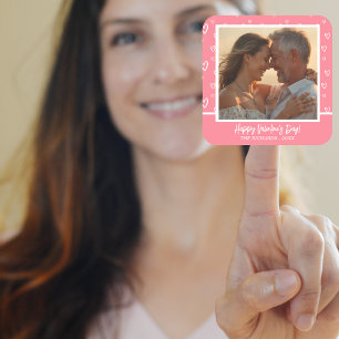 Romantisk Rosa Heart Photo Fyrkantigt Klistermärke
