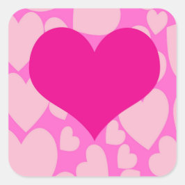 Romantisk Rosa Heart Stickers. Fyrkantigt Klistermärke