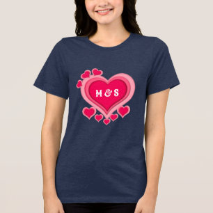 Romantisk Rosa Heart Valentindagen T Shirt