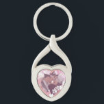 Romantisk Rosa Hearts Kärlek Photo Twisted Heart Silverfärgad Nyckelring<br><div class="desc">Rosa hjärta ram för ditt favoritfoto av par.</div>