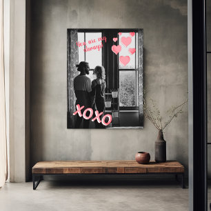Romantisk Rosa Hearts XOXO Photo Valentine Poster