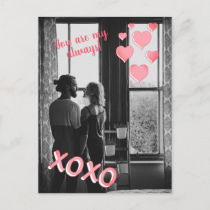 Romantisk Rosa Hearts XOXO Photo Valentine-vykort Vykort