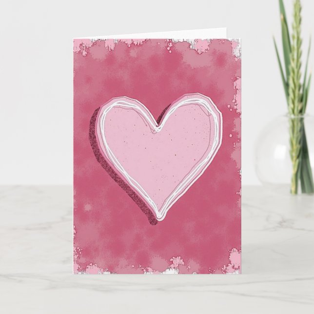 Romantisk Rosa Hjärtkort Kort (Framsida)