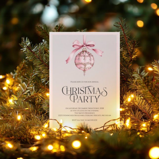 Romantisk Rosa Julpartiets inbjudan till prydnadsf (Skapare uppladdad)