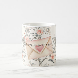 Romantisk Rosa Kärlek Hjärta Persika Blommig Alla Kaffemugg