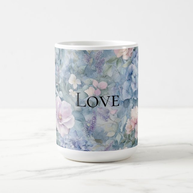 Romantisk Rosa Lila Blommigt Kärlek Kaffemugg (Center)