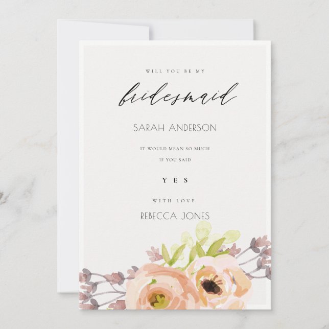 ROMANTISK ROSA, LILA, BLUE BLOMMIGT BRIDESMAID-KOR INBJUDNINGAR (Framsida)