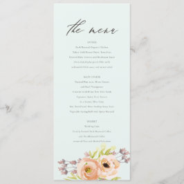 ROMANTISK ROSA, LILA, BLUE BLOMMIGT MENU-KORT MENY