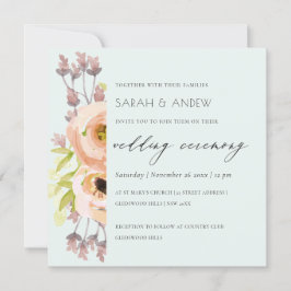 ROMANTISK ROSA, LILA, BLUE BLOMMIGT SCRIPT BRÖLLOP INBJUDNINGAR